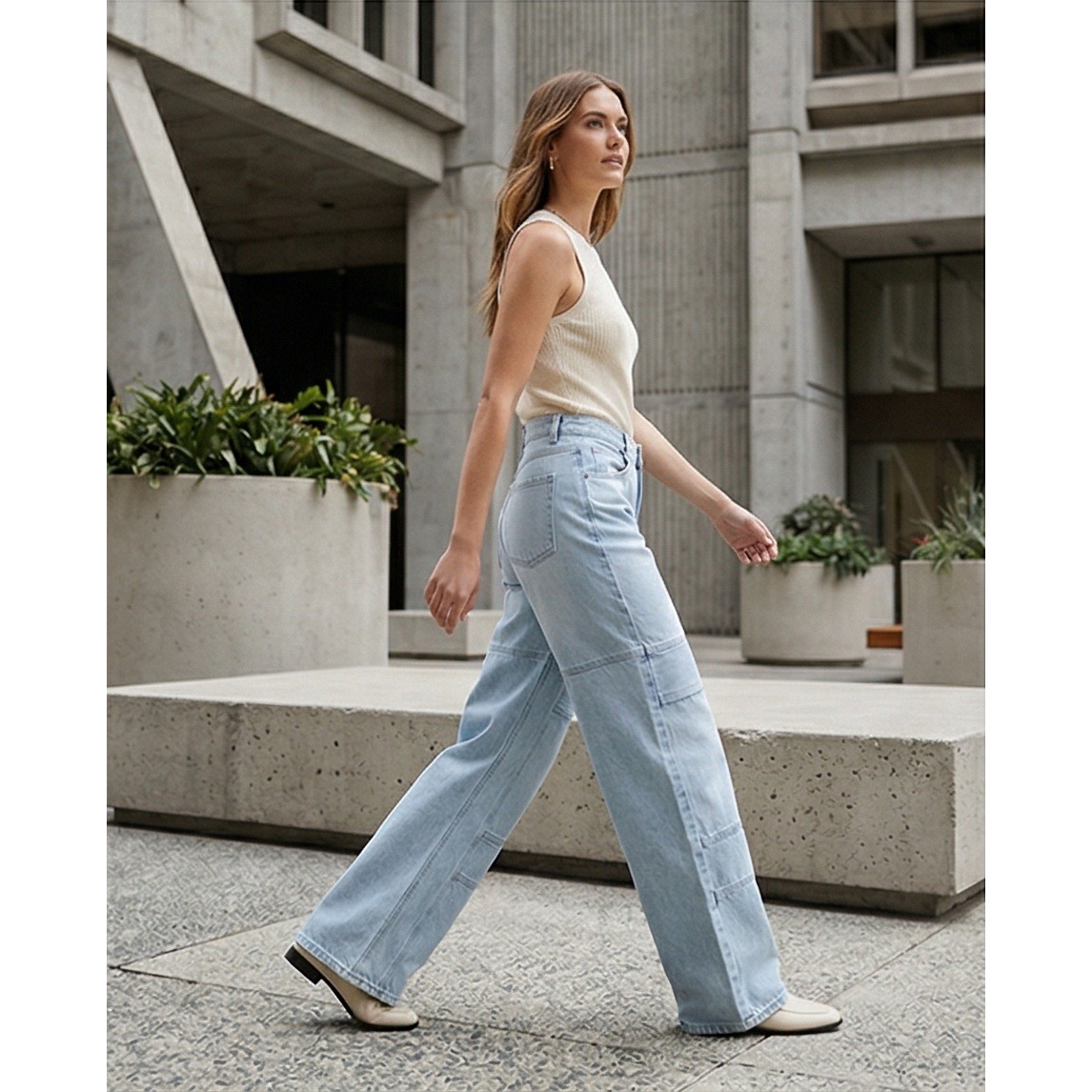 Agolde Conflict Womens Utility Jean Size 34 Light Wash Denim Wide Leg Nwt 275